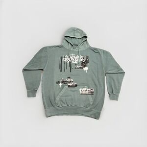 OTL On The Low Hoodie Mens L Green Graffiti Graphic Streetwear Pullover